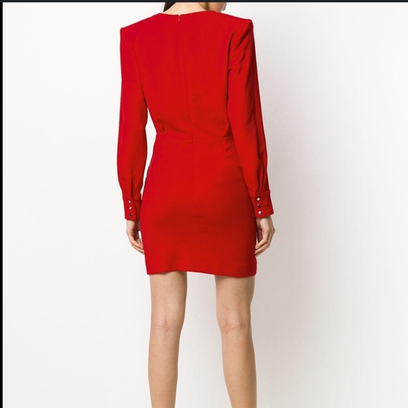 ba&sh Red Slone Lady Gathered Front Detail Sparkle  Rhinestone Shoulder Dress S - Picture 5 of 16